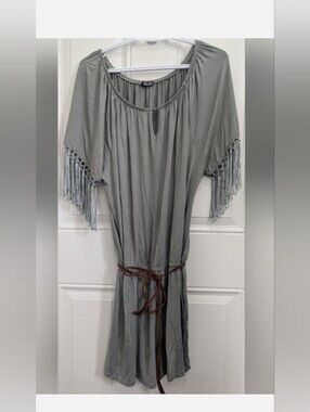 3/$20 Venus  Romper with Fringe and Brown Tie